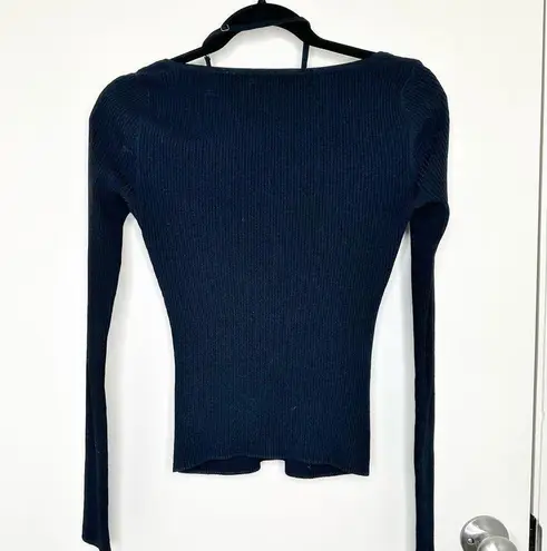 ALC Frank A.L.C. Annabelle Cross-Front Rib Knit Top in Black