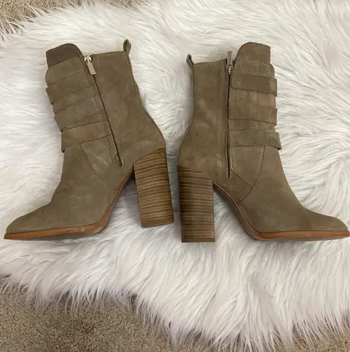 ZARA Tan Suede Fringe Heeled Boots