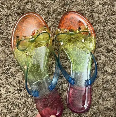 Wild Diva Rainbow Studded Jelly Sandals