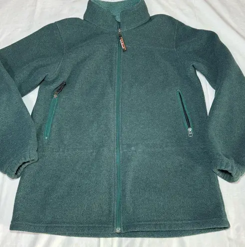 LL Bean Women's Polartec Fleece Jacket Green Zipper Front Size Large Outdoor