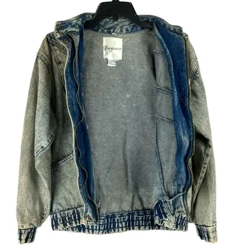 Bergamo Acid Washed Denim Blue Jean Jacket Womens Large 100% Cotton