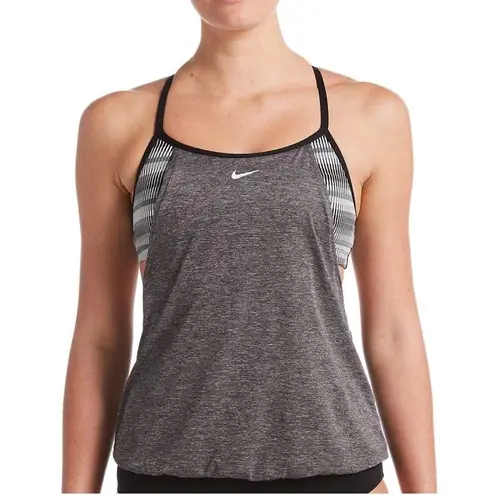 Nike New Women’s  Textured Striped Layered Tankini Swim Athletic Top