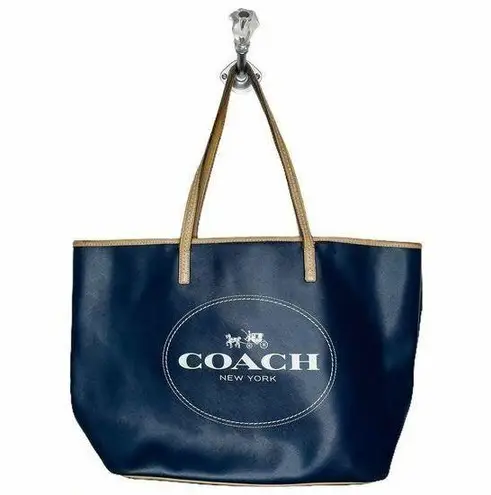 Coach  Metro Horse & Carriage Navy Blue Xlarge Tote Bag Satchel Travel Purse