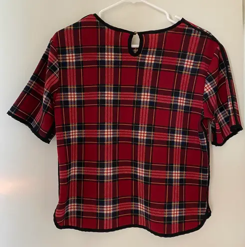 Timing Plaid Tartan Red & Black Blouse Top