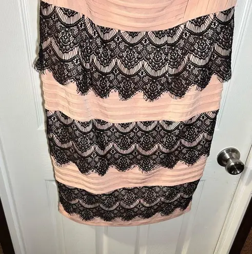 Melrose Coral/Black Lace Accent V Neck Sleeveless Dress 14W Size undefined
