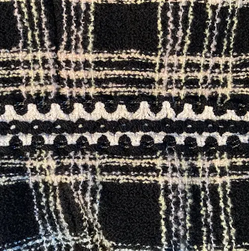 St. John Tweed Knit Women Zipper Blazer Size 10 Black Lime Green Tan & White