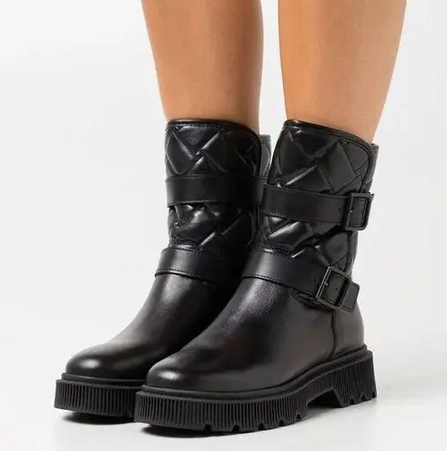 Kurt Geiger London Kingston Quilted Moto Boots, Black, Size EU 36.5 New w/o Box