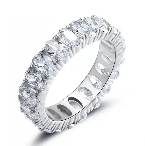 Sterling Silver SIZE 8 925 Oval Cubic Zirconium Eternity Ring