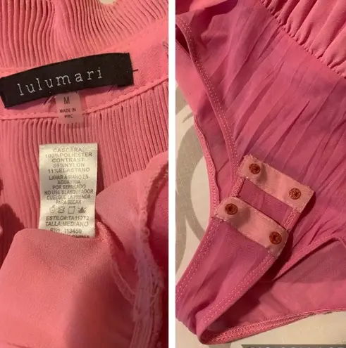 Lulumari Accordion bodysuit blouse pink size M