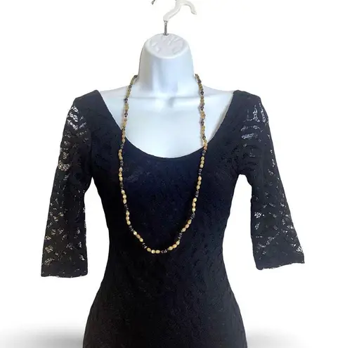 Vintage Tan & Black Beaded Necklace