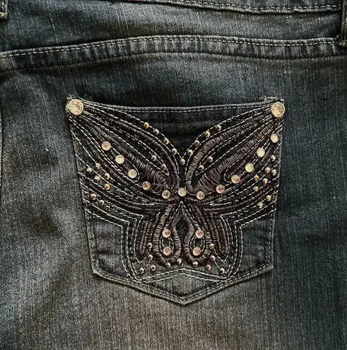 Vip Jeans V.I.P. Jeans Distressed Dark Wash Embellished Pocket Skinny Jeans Size 15/16 NEW