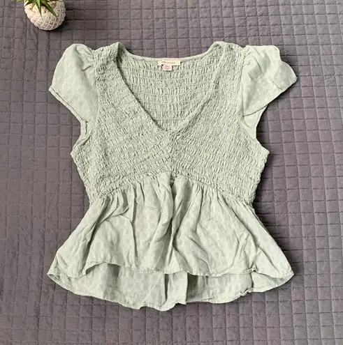 American Eagle Smocked Peplum Tee