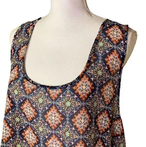 Mileage Women's𝅺  blue patterned open back tank top