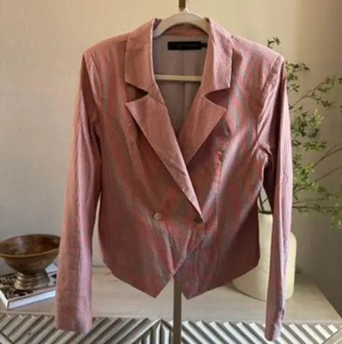 House of Harlow 1960 x Revolve Orangey Pink Gray Striped Blazer NWOT Size L Size L