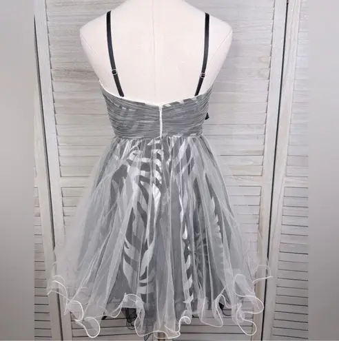 ATELIER ALYCE Zebra Print Tulle Mini Prom/Semi Formal Dress Black & White