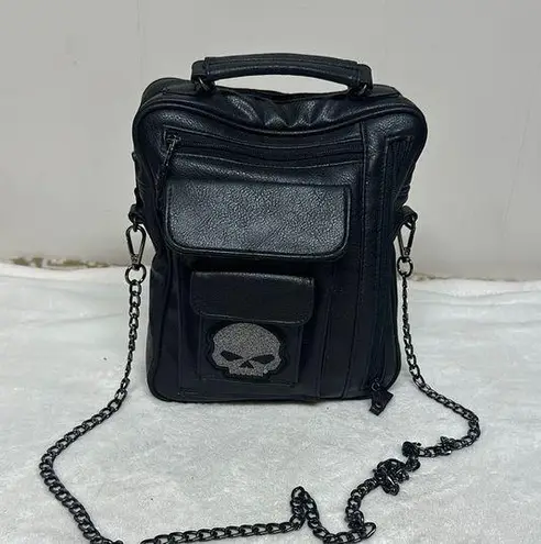 Black Crossbody Bag with Skull Design