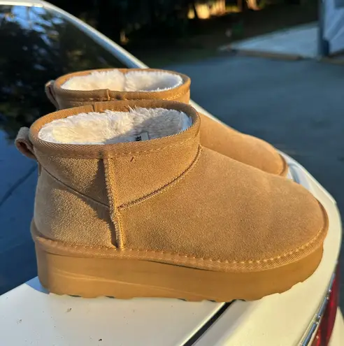 Cushionare Chestnut Ultra Mini Platform Ankle Boots