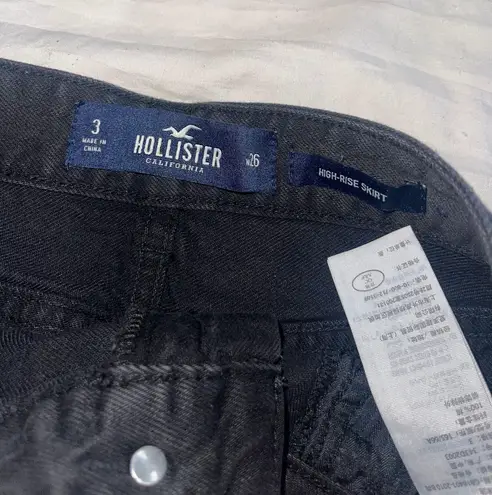 Hollister Black High Rise Ripped Denim Skirt Size 3