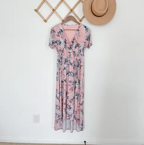 Pinkblush Maternity Pink and Blue Floral High Low Wrap Dress