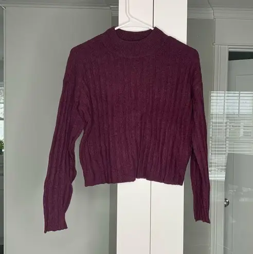 Madewell NWT  Mockneck Crop Sweater Heather Plum