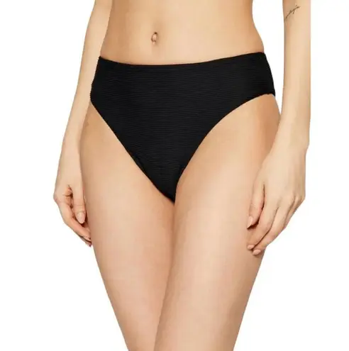 Seafolly High Rise Ribbed Black Bikini bottom Essentials 40609-640 Size 2 NWT
