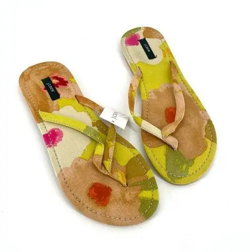 J.Crew  NWT Fabric Multicolor Printed Thong Flip Flop Sandals