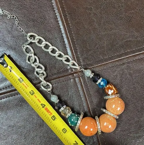 CG Jewelry Cg- marble stones in orange, green & clear stone necklace with silver earrings r