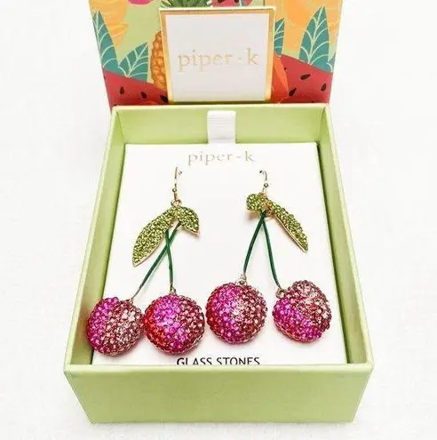 Piper NIB  k whimsical fruit cherry earrings