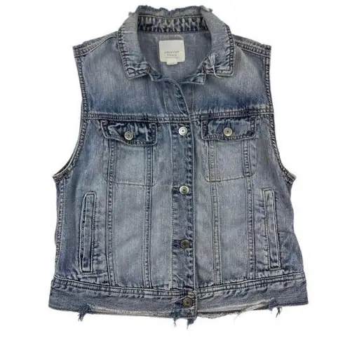 American Eagle  Distressed Sleeveless Jean Jacket Size Small