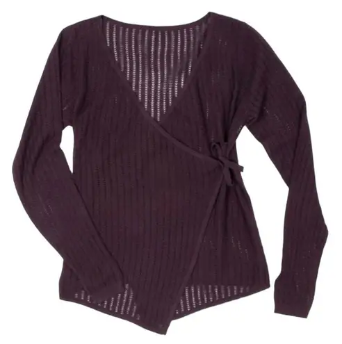 Betabrand Microclimate Knit Office Wrap Plum Sweater