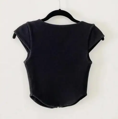 Are You Am I Zinha Crop Corset Tee Top in Black