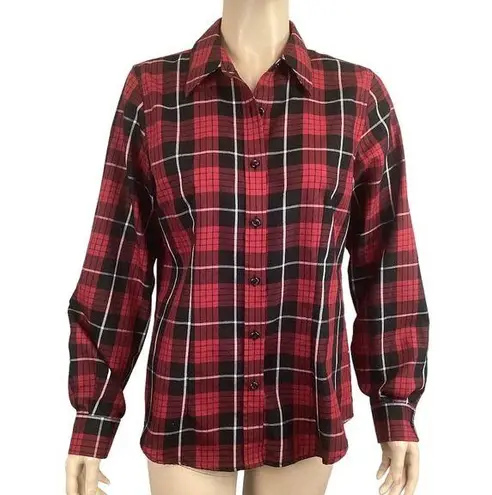 Orvis  Women’s Carefree button down up shirt size small Red & Black Plaid