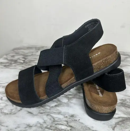 David Tate Womens Size 8 Clear Suede Slingback Wedge Strappy Sandals Shoes