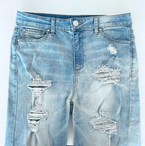 Tinseltown Light Wash Distressed High Rise Denim Blue Skinny Jeans 11