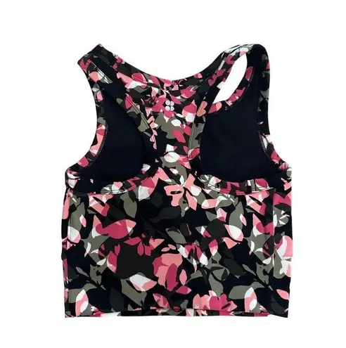 Sweaty Betty  Black Floral MIDI Bra Bralette Size XXS NEW