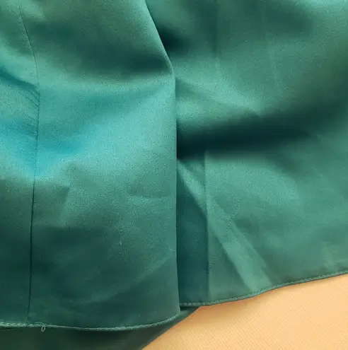 Unique Vintage Turquoise Satin Happily Ever After Pleated Swing Dress size XS