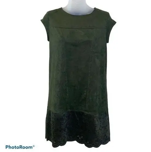 Xhilaration  Olive Green Faux Suede Mini Cap Sleeve Dress Size XS