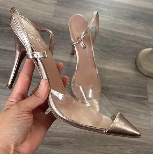 Paolo Metallic Slingback Heels Pointed toe Pump (Missing Ankle Strap) Silver Size 11