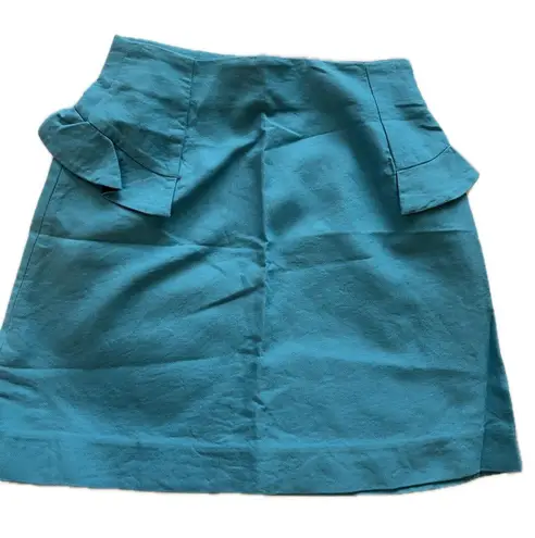 Sandro Paris Blue Textured Ruffle Detail Mini Skirt Size 3 Fits 8