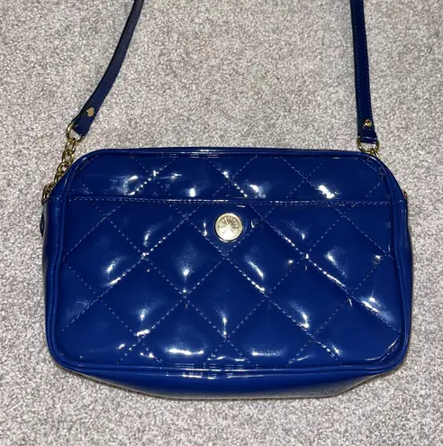 Isaac Mizrahi Blue Patent Leather Adjustable Crossbody/Shoulder Bag