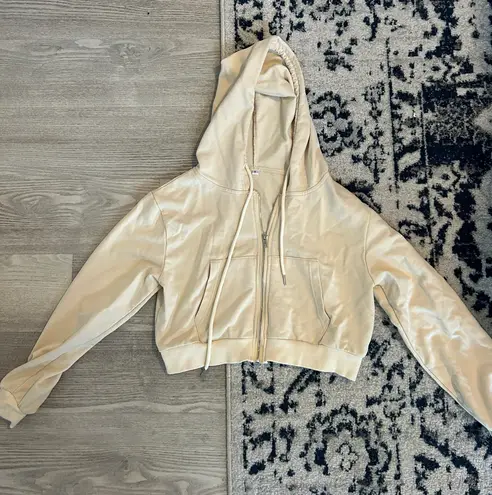 Cream Zip Up Cropped Jacket Tan