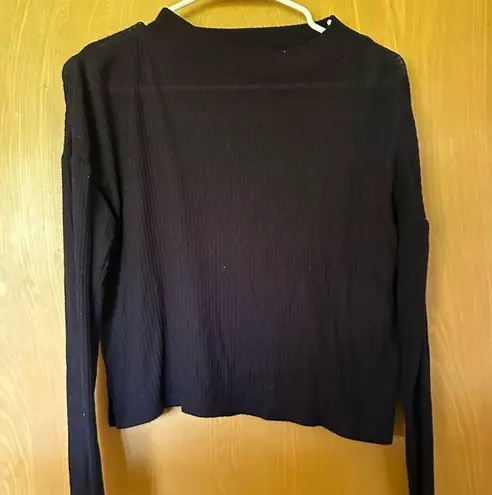Black Mock Neck Knit Sweater Top Size M