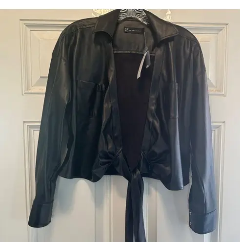 New York & Company Women's Faux Leather Black Tie