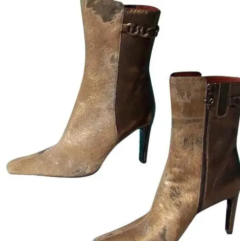 Donald Pliner Bronze Metallic Couture Sand Bronze HairCalf Leather Boot $450 NWT Gold Size 8.5