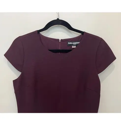 Karl Lagerfeld Paris Dress, Ruffle Detail, Burgundy, Sz 6, Office Cocktail Event