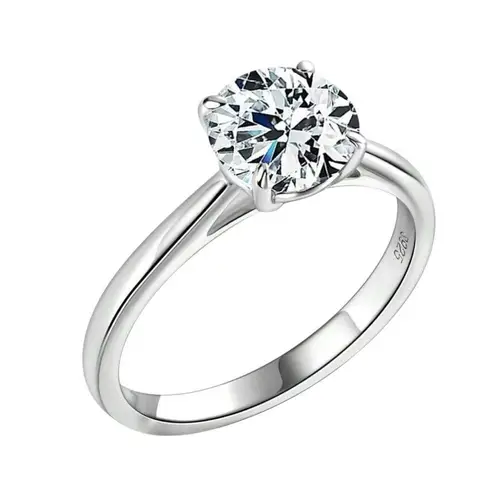 🆕2CT VVS1 Moissanite Diamond Round Solitaire Ring Silver