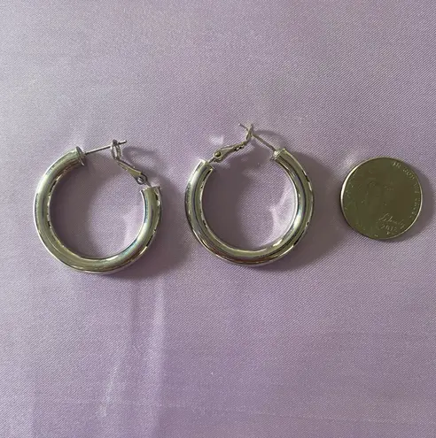 American Eagle Silver Plated Chunky Hoop Earrings 