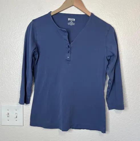 Duluth Trading Women's Blue Purple 3/4 Sleeve Cotton Blend Henley Shirt Size XS