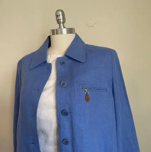 Doncaster NWT Vintage Blue Linen Pants And Jacket Set