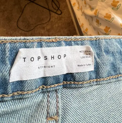 Topshop Straight Leg Jeans raw hem